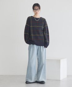 earth music&ecology チェックジャガードニットプルオーバー