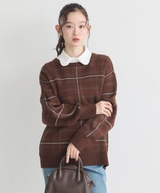 earth music&ecology チェックジャガードニットプルオーバー