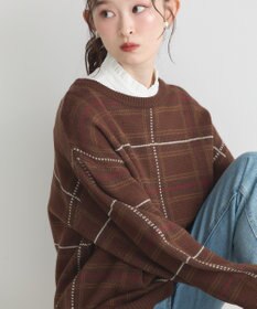 earth music&ecology チェックジャガードニットプルオーバー