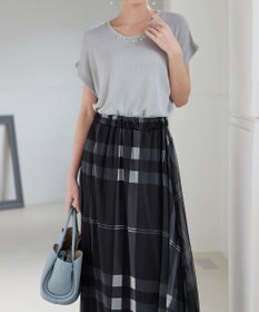 Tiaclasse L 【洗える】ビジュー付きフレンチニット