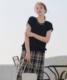 Tiaclasse L 【洗える】ビジュー付きフレンチニット