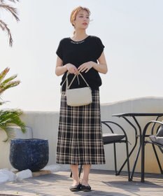 Tiaclasse L 【洗える】ビジュー付きフレンチニット