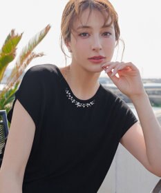 Tiaclasse L 【洗える】ビジュー付きフレンチニット