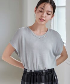 Tiaclasse L 【洗える】ビジュー付きフレンチニット