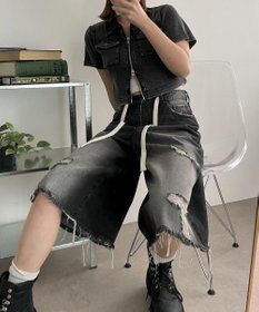 WEGO 【SMサイズ展開】ヴィンテージウォッシュダメージバギーハーフパンツ