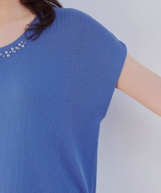 Tiaclasse L 【洗える】ビジュー付きフレンチニット