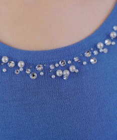 Tiaclasse L 【洗える】ビジュー付きフレンチニット