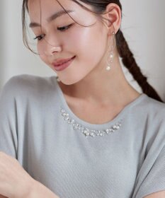 Tiaclasse L 【洗える】ビジュー付きフレンチニット