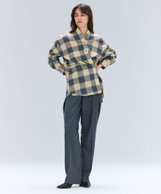 BEIGE， HOBBS / ウールチェックカシュクールブラウス