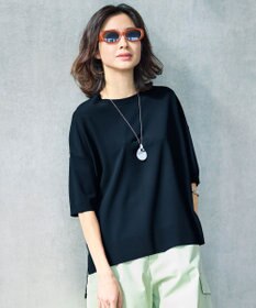 自由区 【カタログ掲載・素材アップデート・新色追加・新柄追加・前後差あり】クレープストレッチプルオーバー ニットⅡ ブラック