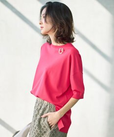 自由区 【カタログ掲載・素材アップデート・新色追加・新柄追加・前後差あり】クレープストレッチプルオーバー ニットⅡ [新色]ピンク