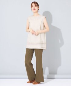 SHARE PARK LADIES 【洗える】ウォッシャブルリネン　ノースリブラウス