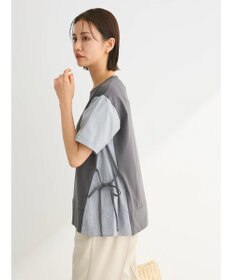 Green Parks 脇リボン５分袖布帛ドッキングプルオーバー