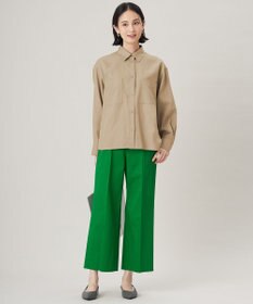 自由区 S 【UVカット・接触冷感・洗える】コットンサテンクロップド丈ワイドストレート パンツ