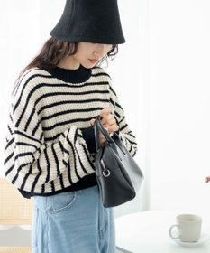 WEGO ボーダーショートニットプルオーバー