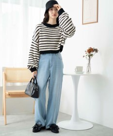 WEGO ボーダーショートニットプルオーバー