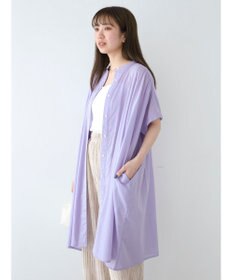 Green Parks インド綿　パイピングバンドカラーシャツチュニック