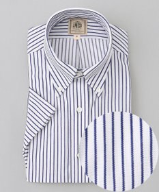 J.PRESS MEN 酷暑の清潔感もこれ一枚で【吸水速乾 / 抗菌防臭 / 防シワ】【J.PRESS OXFORD JERSEY】カノコインレイストライプ 半袖シャツ / B.D.