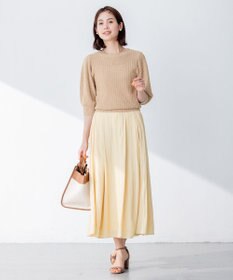 組曲 L 【洗える】CHAIギャザースリーブ ニット