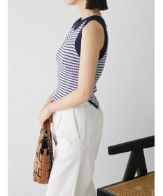 Green Parks デザインヘム配色ニットタンクトップ