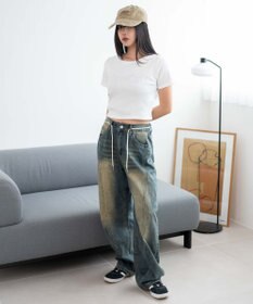 WEGO ヴィンテージウォッシュグラフィックリブT