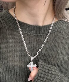 WEGO Lクロスビジューネックレス