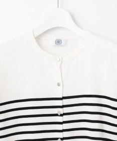 J.PRESS LADIES 【洗える】BASIC HT-COTTON クルーネック ボーダー カーディガン
