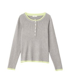 earth music&ecology バイカラーヘンリーネックニットプルオーバー