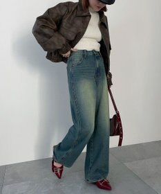 WEGO 【新色追加/美脚/XSSMLサイズ展開】ストレートデニムパンツ