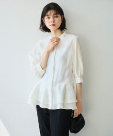 #Newans 【洗える】ダブルフリルヘムシアーシャツ