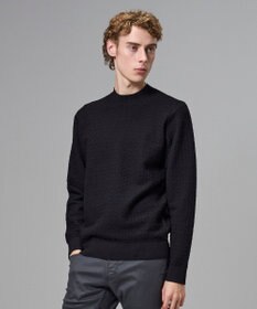 JOSEPH HOMME 新柄【イージーケア】 ヴィスコースリンクス　モックネックニット ブラック系