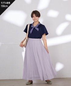 Tiaclasse L 【洗える】配色リボンタイブラウス