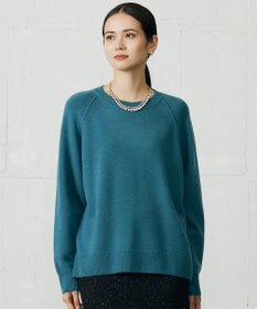 自由区 ウールカシミヤブレンドラグランスリーブ ニット ブルー