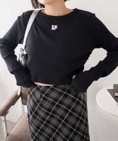 WEGO ワンポイントデザインフィンガーホールリブロンT