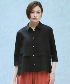 ICB クリアタフタ レイヤードディテール クロップドシャツ ブラック