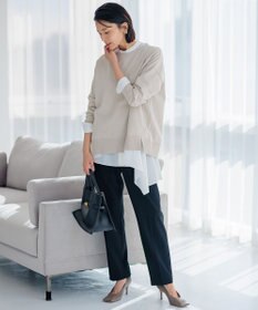 23区 【洗える】コットンポリエステルストレッチ オーバーサイズ ニット