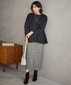 ANY L 【手洗い可/ウエストゴム/裏起毛】チェックボンディングタイトスカート