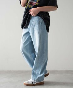 WEGO 【KIDS/150cm/160cm/ウエストゴム】イージー3Dバレルレッグデニムパンツ（JUNIOR）