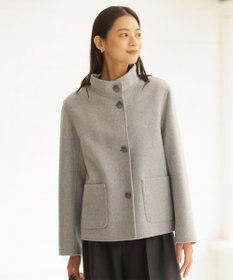 J.PRESS LADIES 【リバーシブル】ウールナイロンリバー スタンドカラー コート
