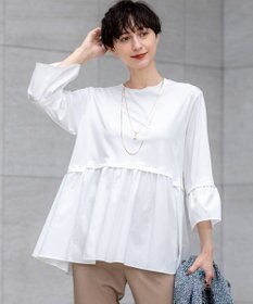 23区 【洗える】シルキータフタコンビ ペプラム カットソー