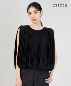 23区 L 【エステータ】ドレープサテン プリーツブラウス