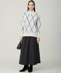 ICB L 【先行予約・洗える】ソフトカシミヤミックス ダイヤ柄ハイネックニット