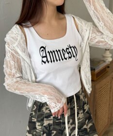 WEGO 【カップ付きインナー】グラフィックカップ付きリブタンク