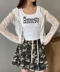 WEGO 【カップ付きインナー】グラフィックカップ付きリブタンク