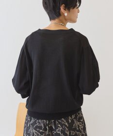 AMERICAN HOLIC 5分袖シアーVネックニットカーディガン