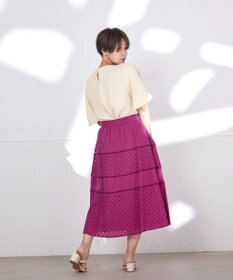 Tiaclasse L 【洗える】5分丈フレアスリーブブラウス