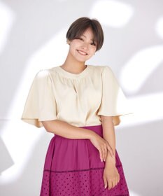 Tiaclasse L 【洗える】5分丈フレアスリーブブラウス