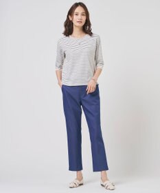 J.PRESS LADIES L 【WEB限定カラーあり】TCシャンブレーサテンST テーパード パンツ