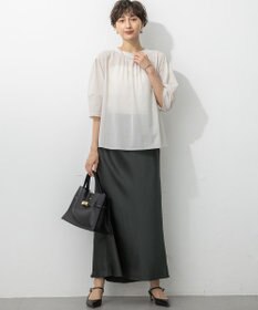 23区 S 【洗える】クリアトリコットジャージー ギャザーフォルム カットソー