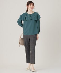 ANY SIS L 【洗える】スクエアラッフルカラー ブラウス